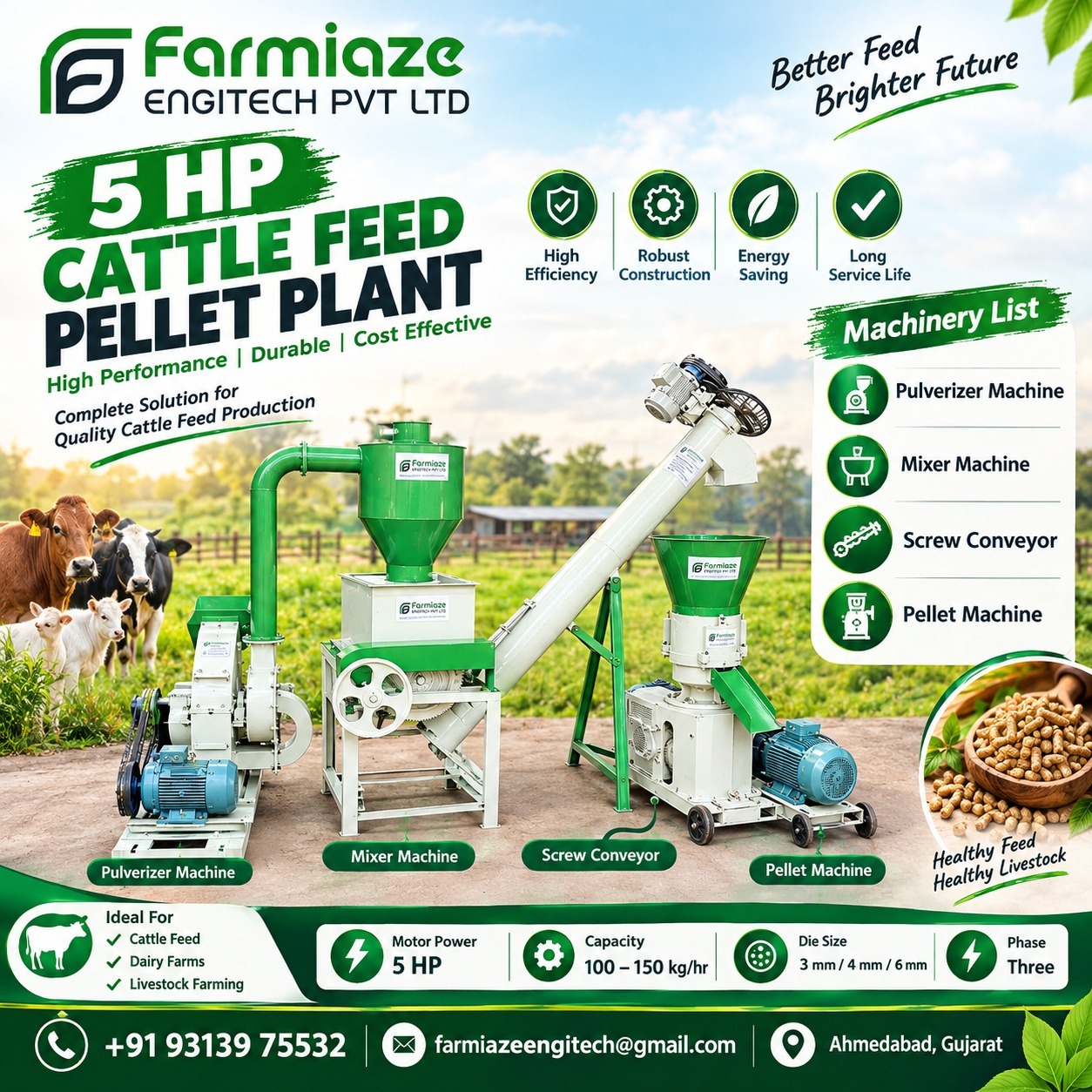 5 HP Cattle Feed Pellet Plant Manufacturer in Kerala