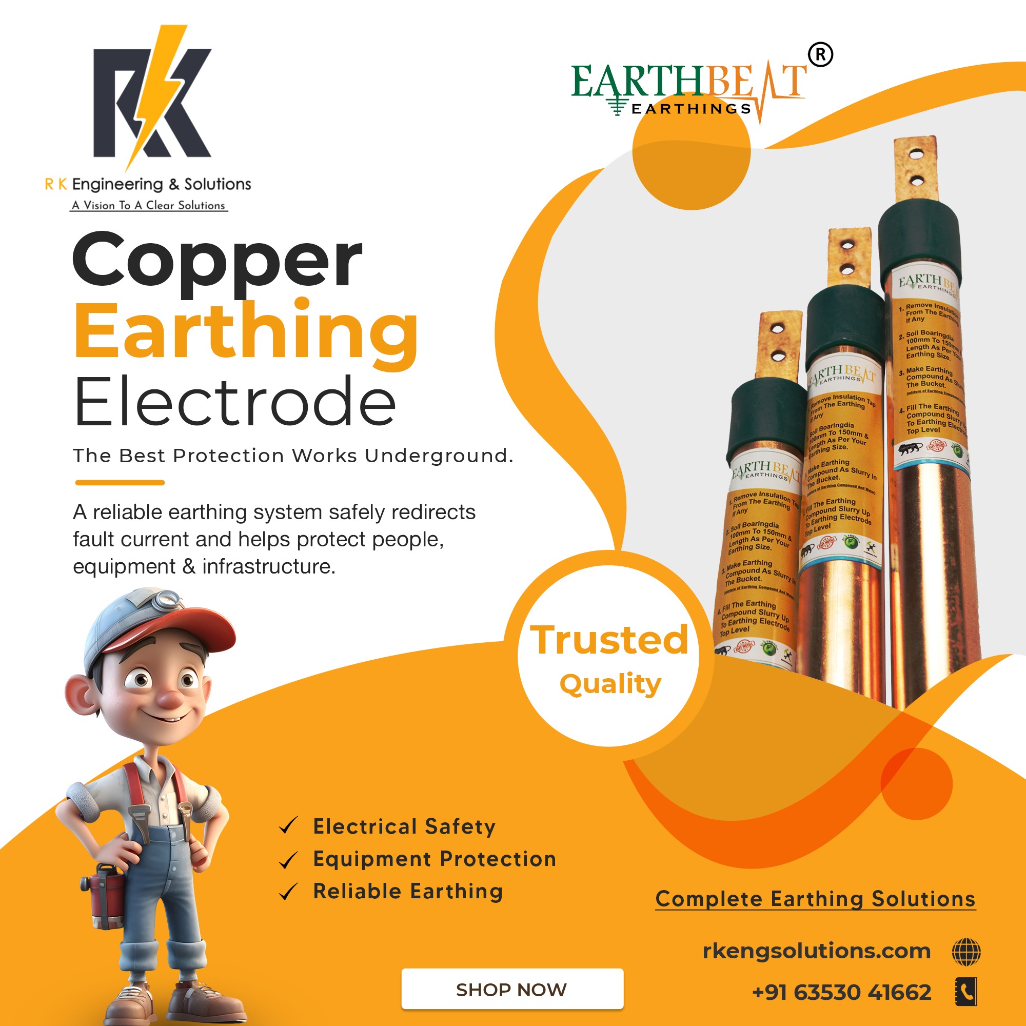 Find Your Best Copper Earthing Electrodes Supplier in Ahmedabad | R K Engineering & Solutions
