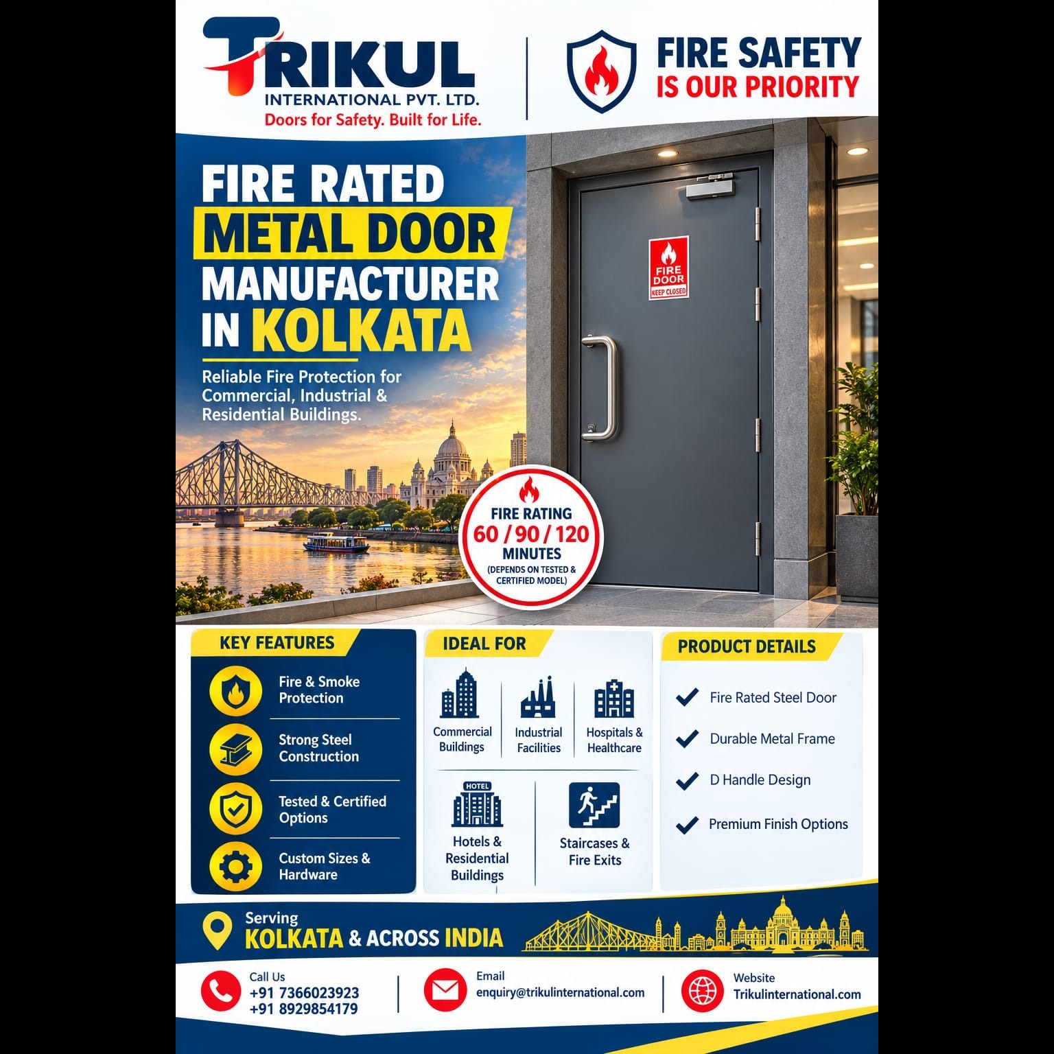 Fire Rated Metal Door Manufacturer in Kolkata – Trikul International