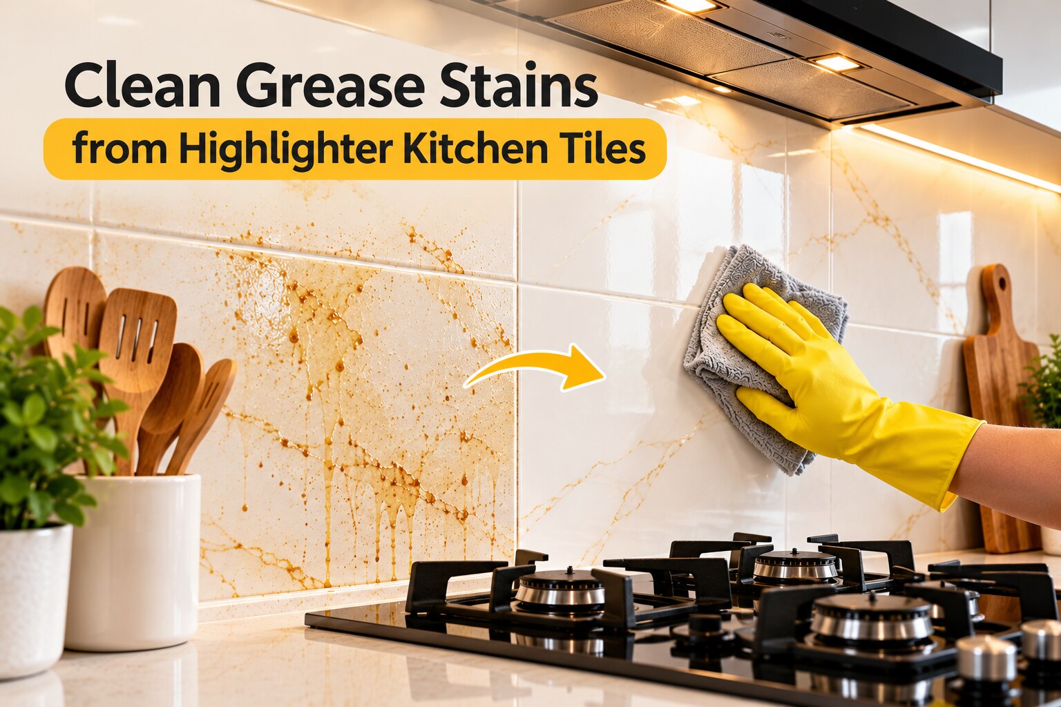How to Remove Grease Stains from Highlighter Kitchen Tiles