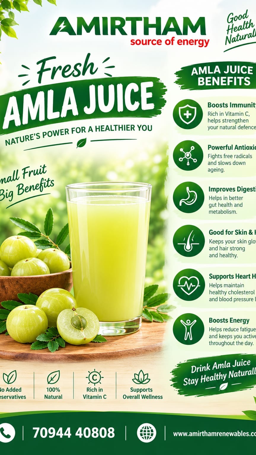 πΏπ Fresh Amla Juice β Natureβs Power for a Healthier You! ππΏ
Give your daily wellness routine a ...