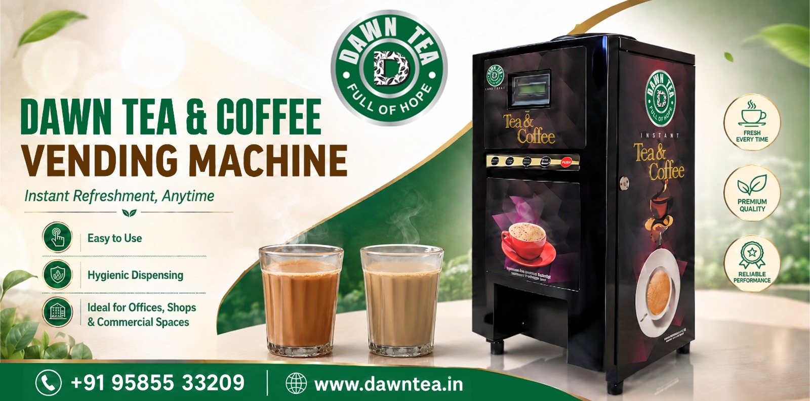 BUDGET FRIENDLY TEA AND COFFEE VENDING MACHINE AND PREMIXES IN RAMANATHAPURAM