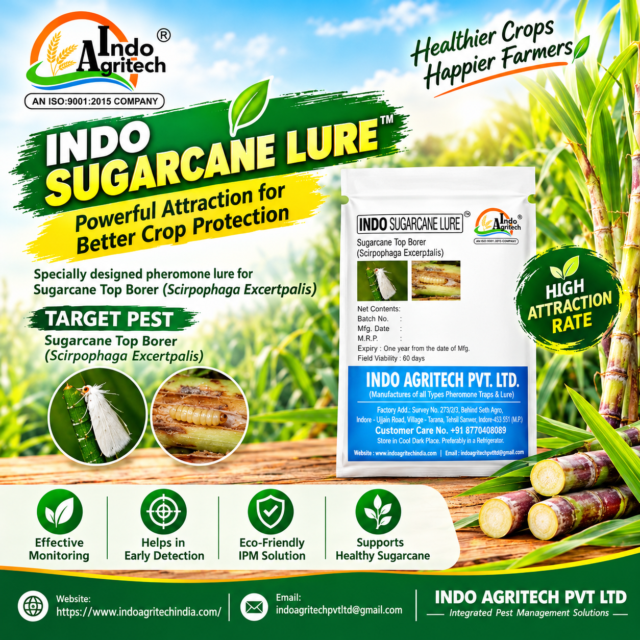 INDO SUGARCANE TOP BORER LURE™ | Pheromone Lure for Sugarcane Pest Monitoring