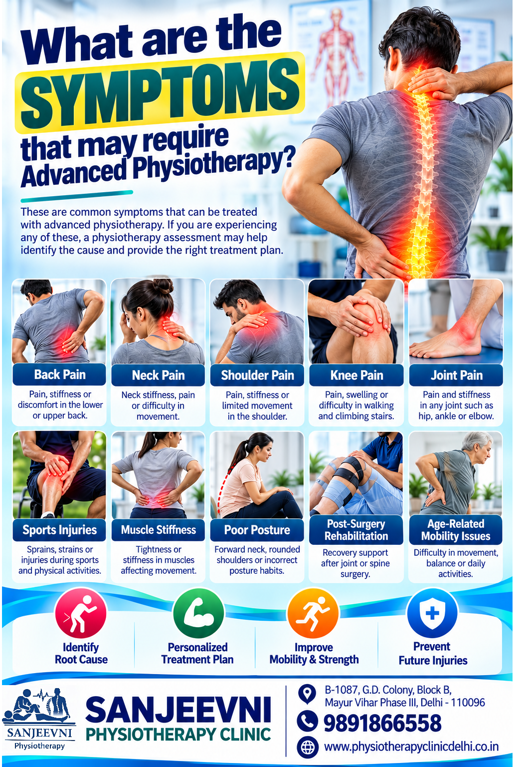 What are the symptoms that may require Advanced Physiotherapy?