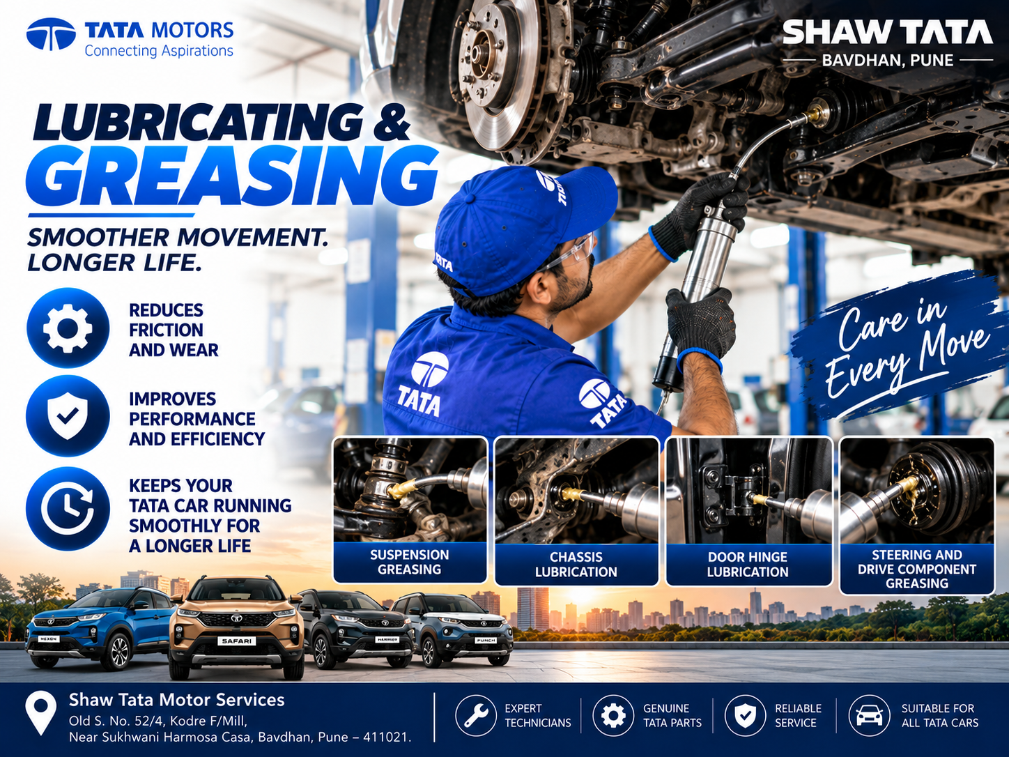 Tata Car Lubricating and Greasing Service in Bavdhan, Pune | Shaw Tata Motor Services