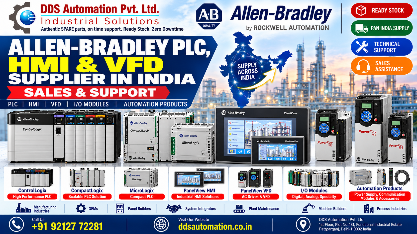 Allen-Bradley PLC, HMI & VFD Supplier in India | DDS Automation