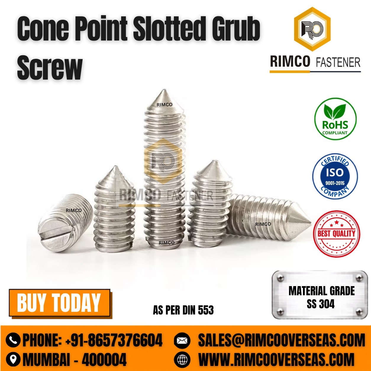 CONE POINT SLOTTED GRUB