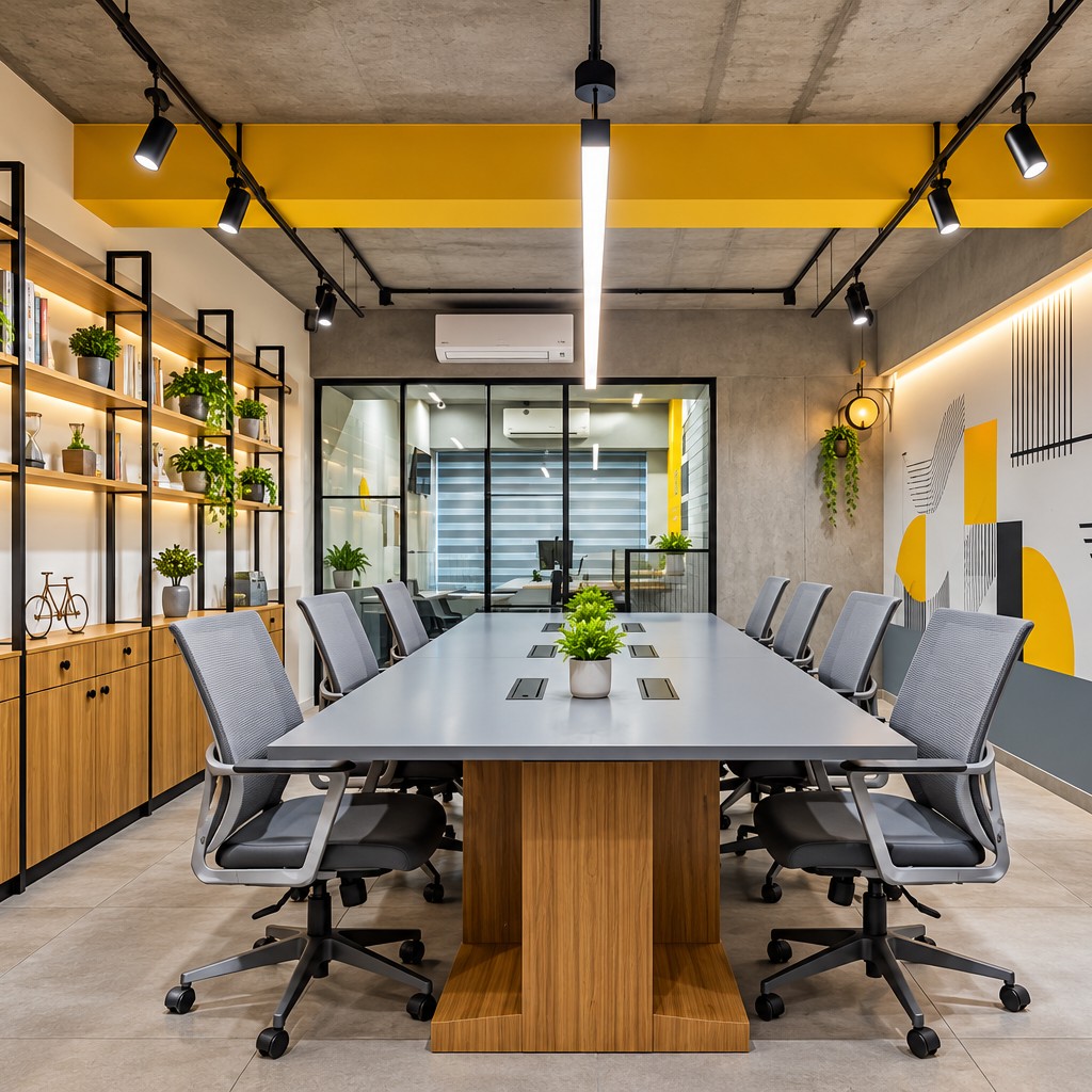 Conference Room Interior Design with Yellow Accents | Porur
