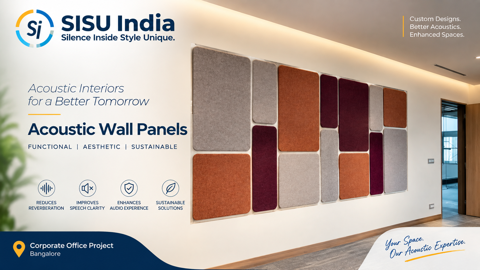 Decorative Acoustic Wall Panels for Modern Office Interiors | SISU India | Bangalore
