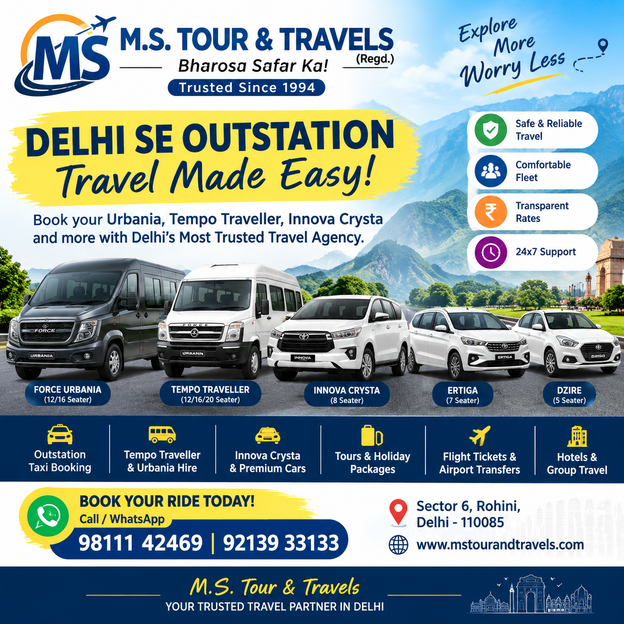 Planning an outstation trip from Delhi? | Don't wait until the last minute! | MS Tour & travels
