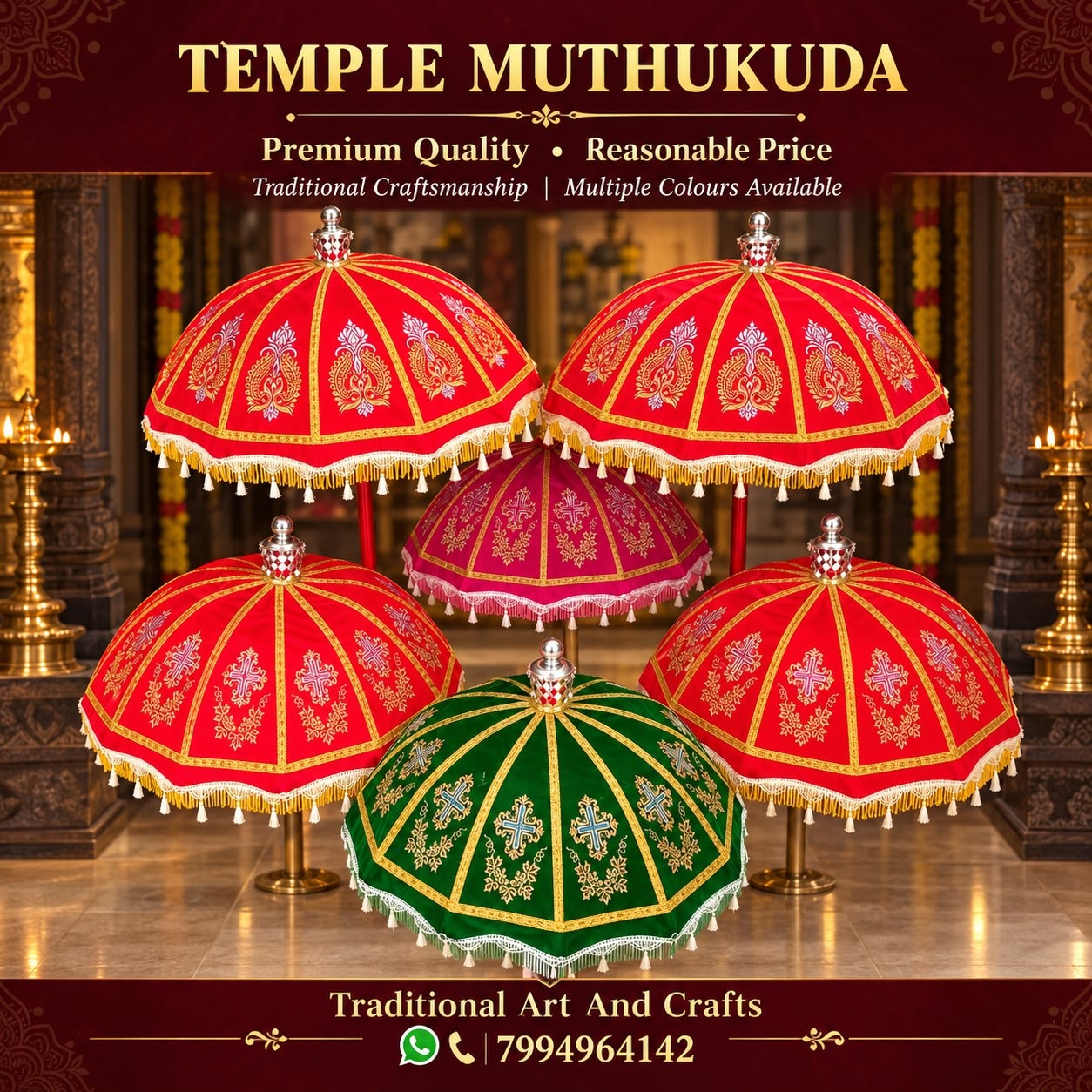Premium Temple Umbrella – Muthukuda