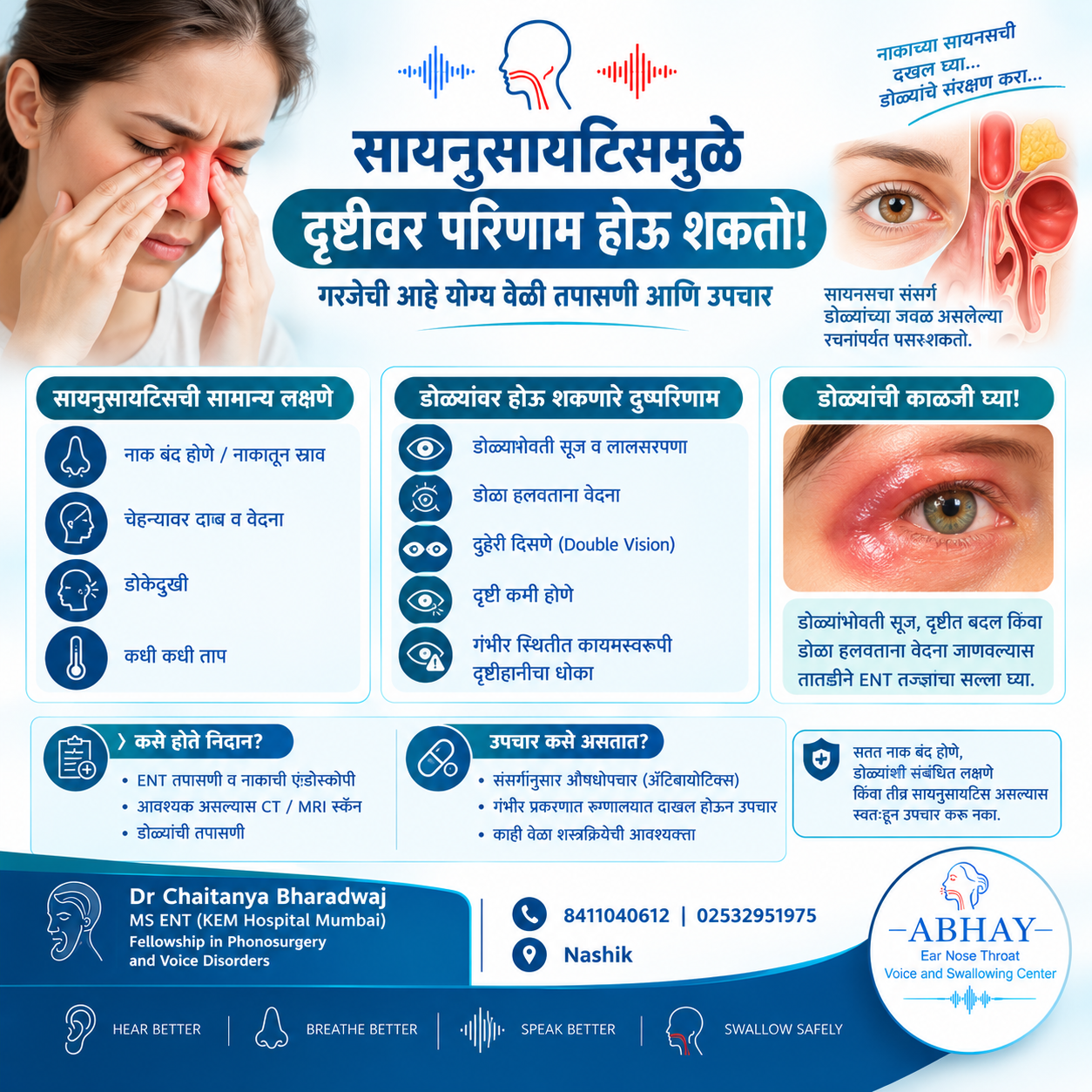 सायनुसायटिसमुळे दृष्टीवर परिणाम | Sinusitis Complications in Marathi