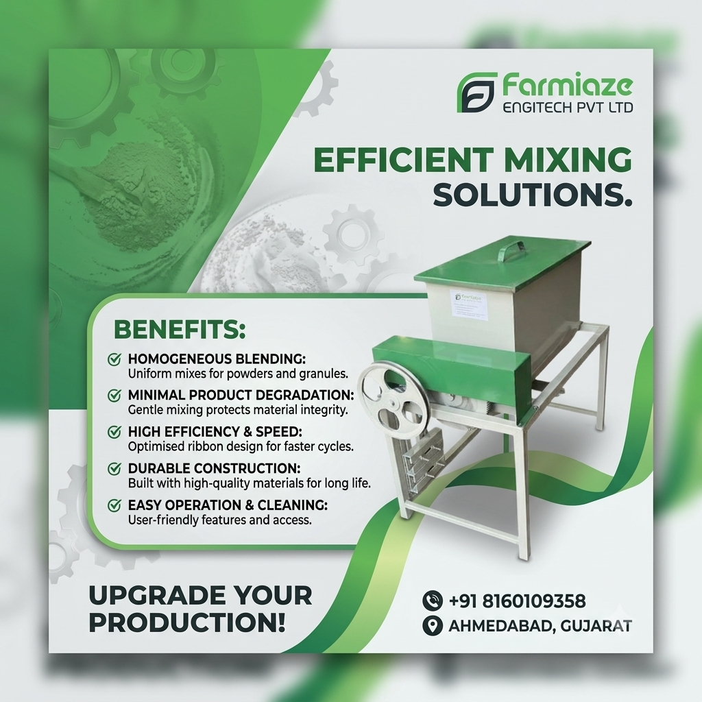 Lowest Price Ribbon Blender Machine Supplier in India – Farmiaze Engitech Private Limited