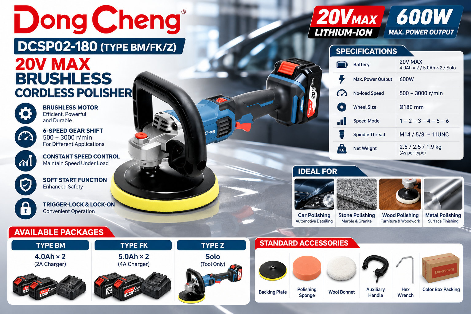 Dongcheng DCSP02-180 20V MAX Brushless Cordless Polisher In Delhi