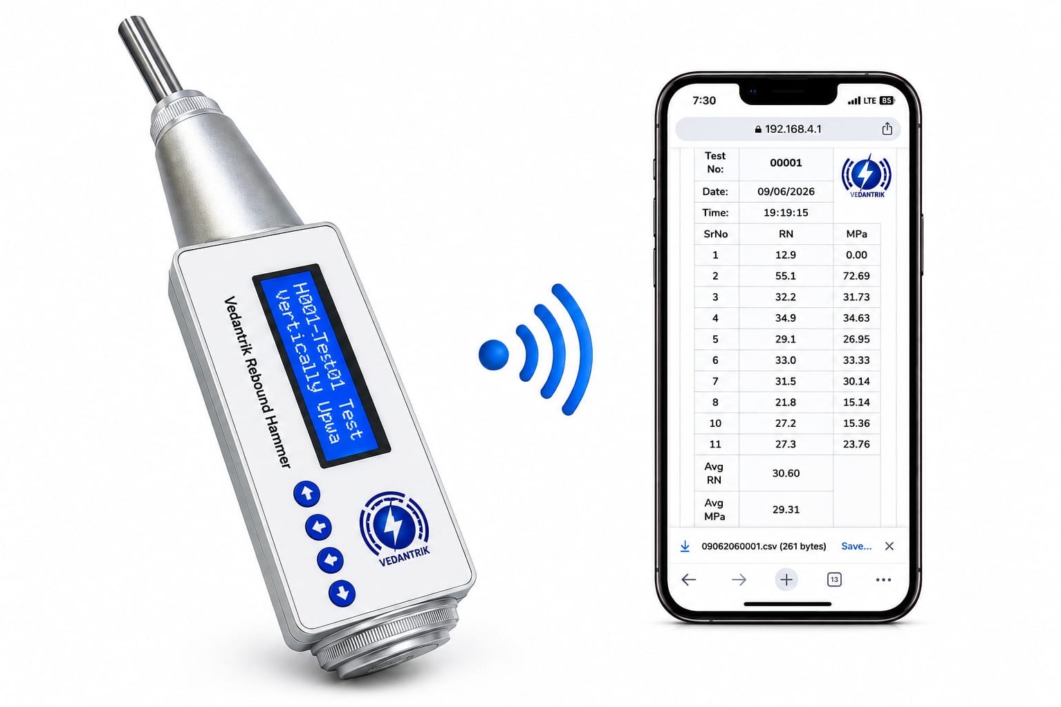 Digital Concrete Test Hammer – Wireless Concrete Compressive Strength Testing Vedantrik Technologies