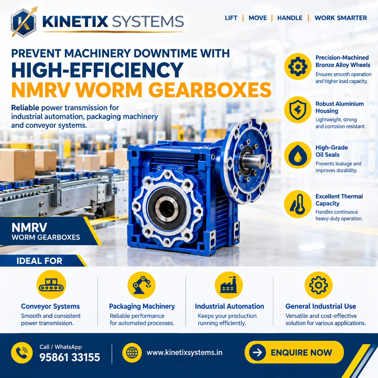 ⚙️ Prevent Machinery Downtime with High-Efficiency NMRV Worm Gearboxes