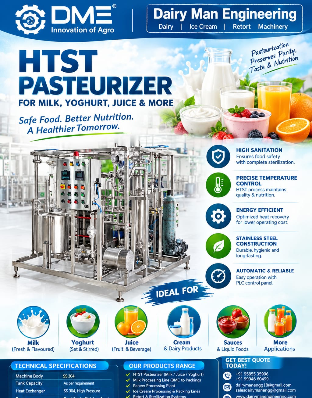 Dairy equipment manufacture in Tamilnadu