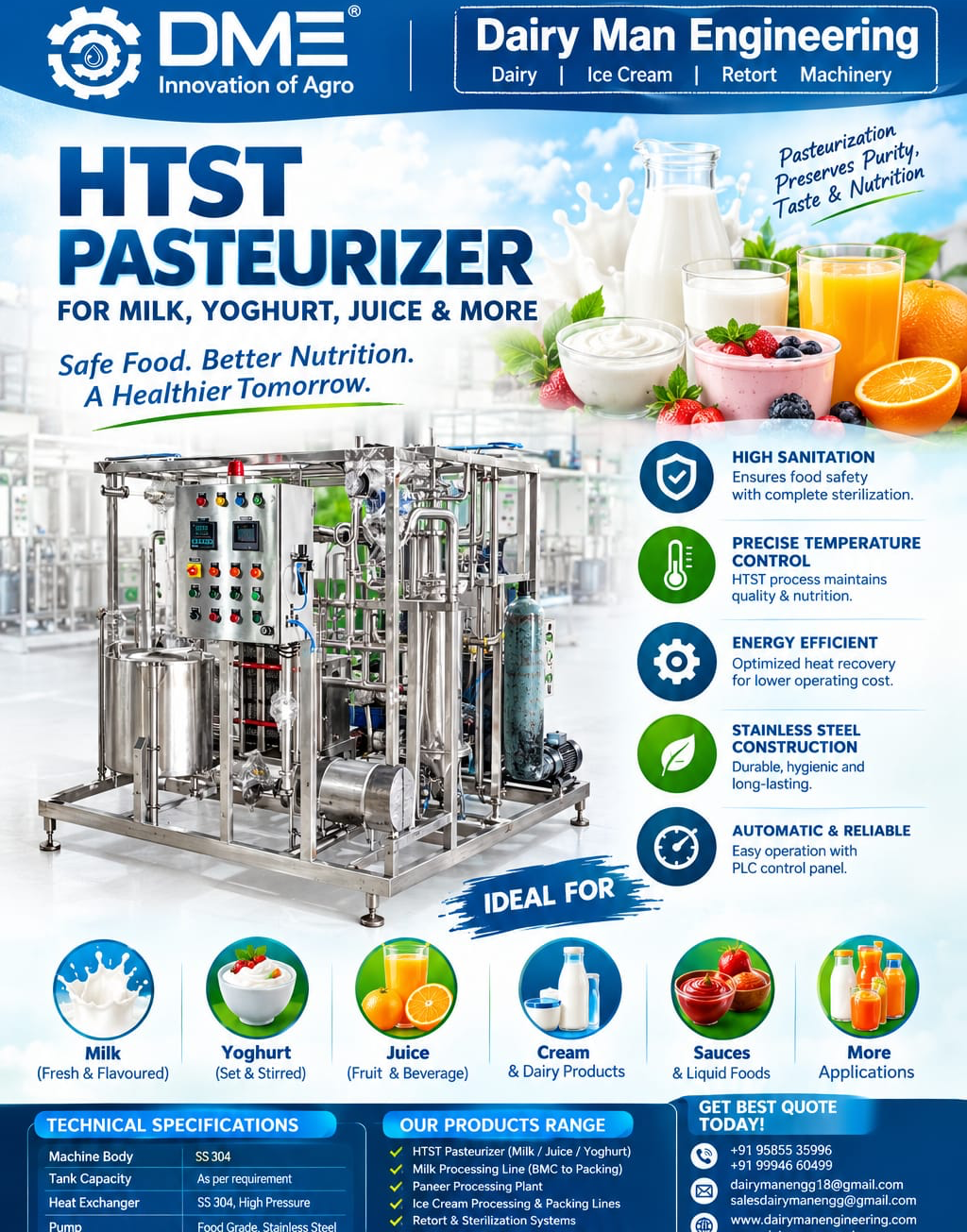 Milk plant equipments manufacturer in coimbatore