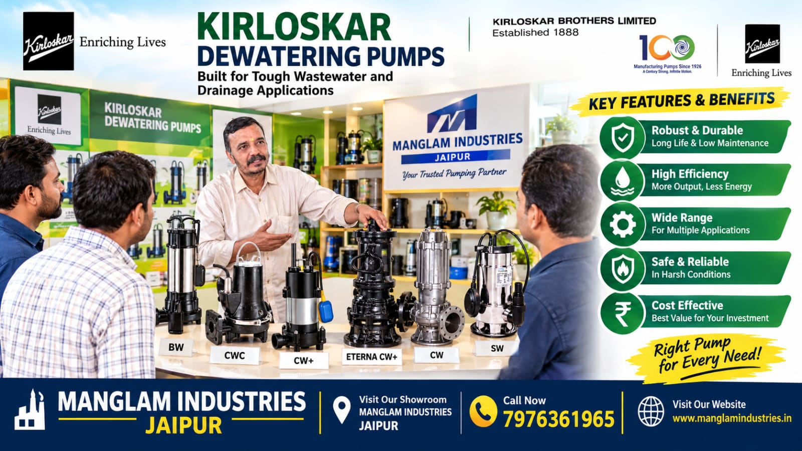 dewatering pumps available at MANGLAM INDUSTRIES JAIPUR