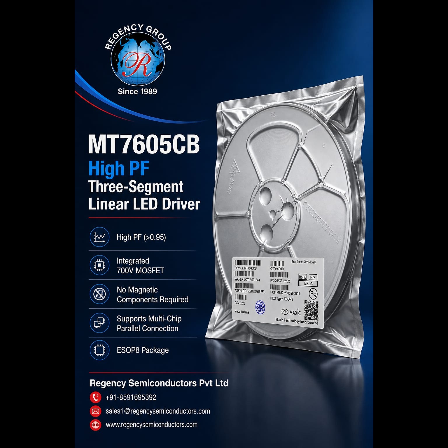 MT7605CB Linear LED Driver - Maxic - Regency Semiconductors