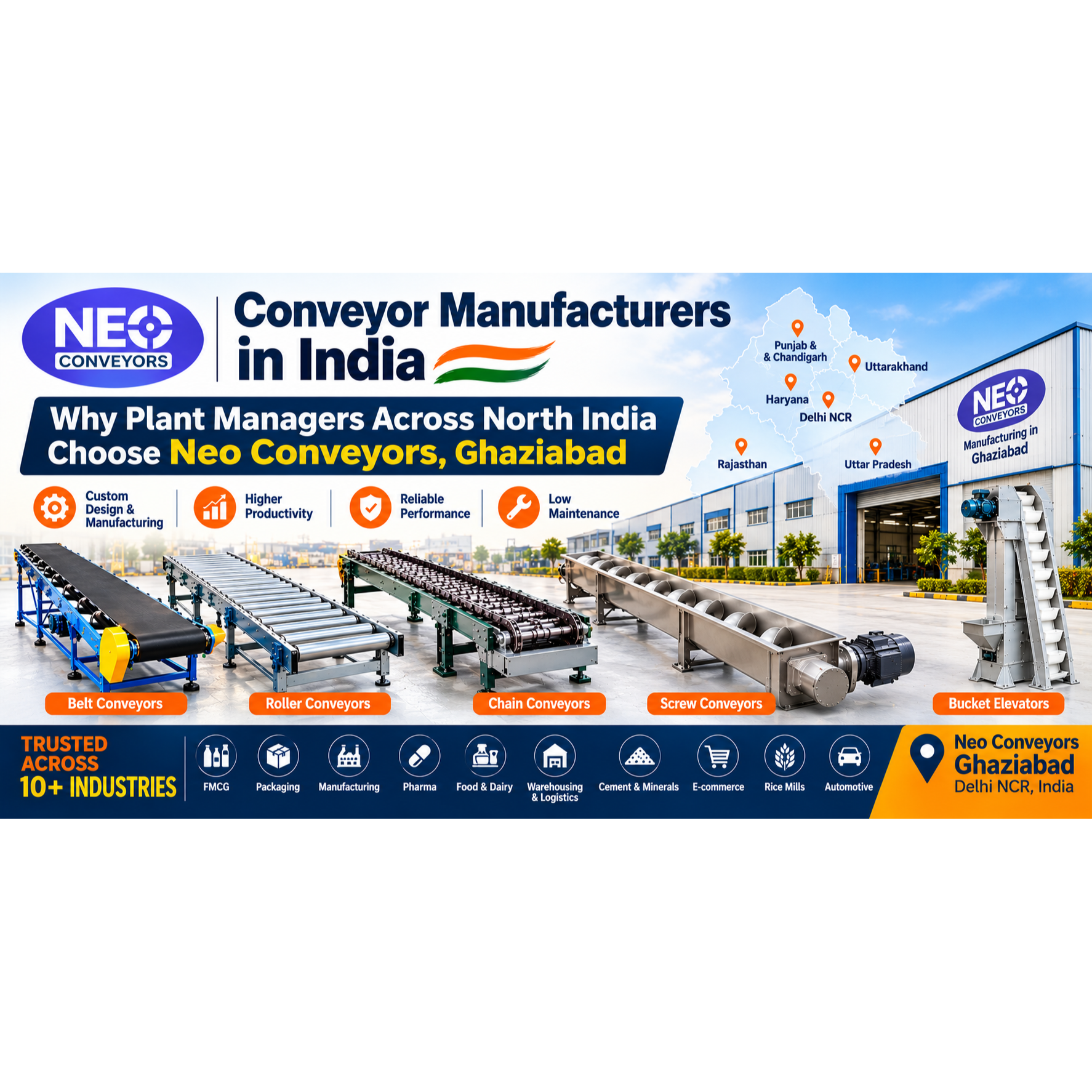 Conveyor Manufacturers in India — Why Plant Managers Across North India Choose Neo Conveyors, Ghazia