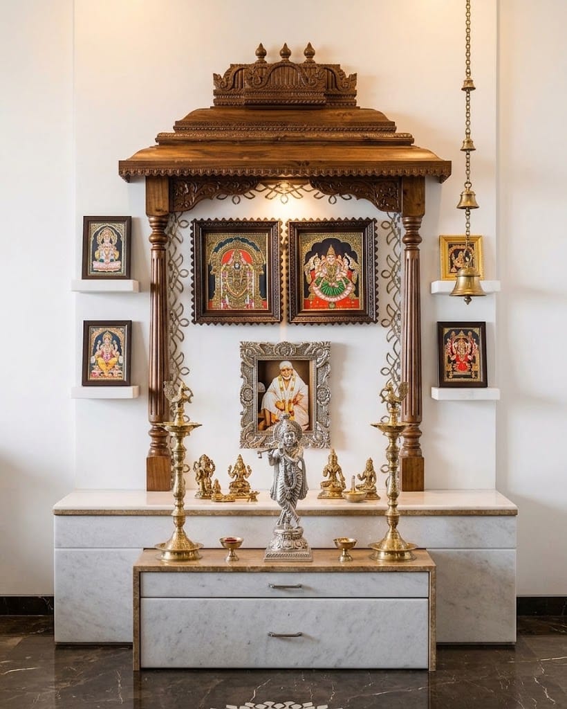 Traditional Wooden Pooja Mandir Design | Adyar