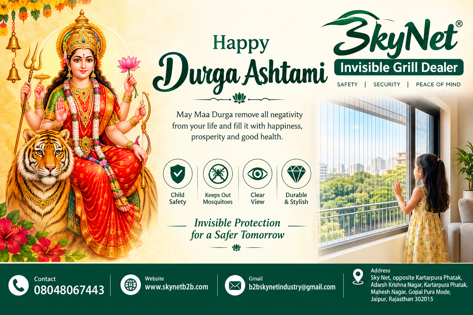 🌺 Happy Durga Ashtami from SkyNet Invisible Grill Dealer! 🌺
