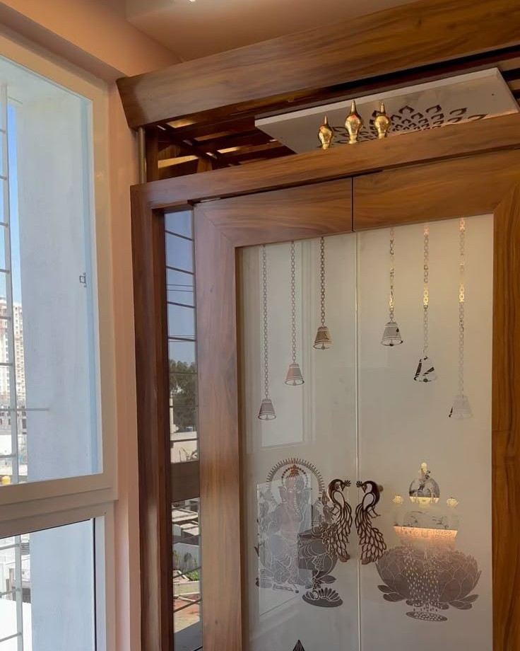 Decorative Glass Doors Pooja Unit | OMR