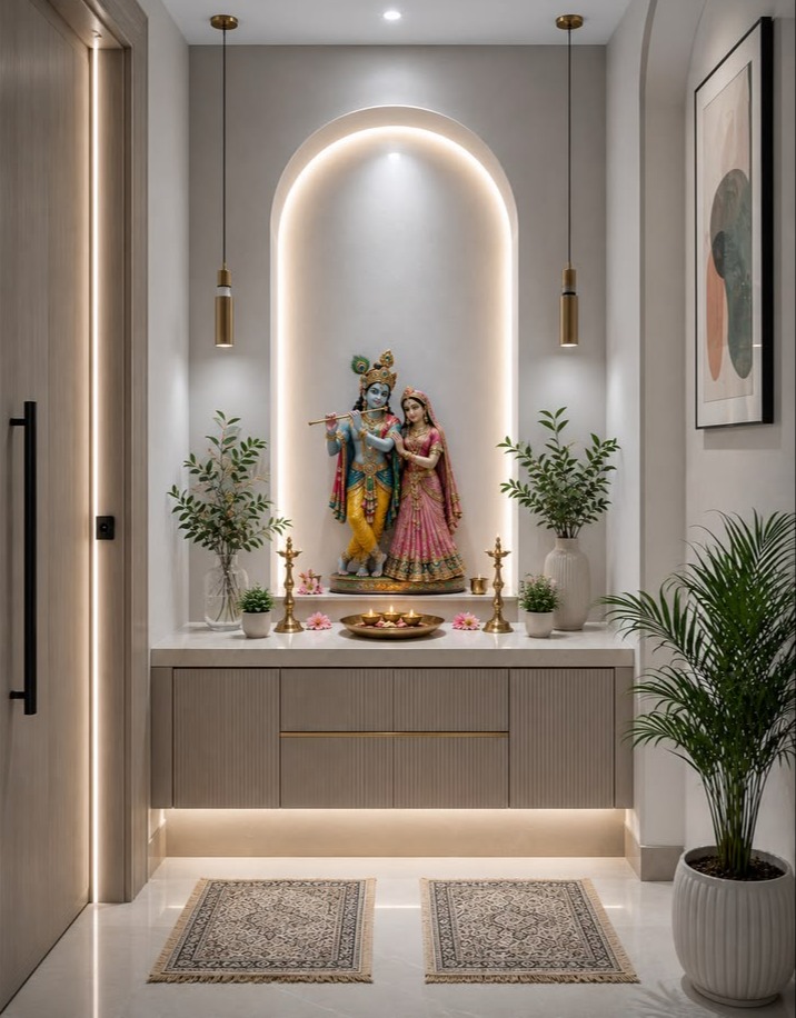 Modern Radha Krishna Pooja Unit Design for Elegant Homes | Porur