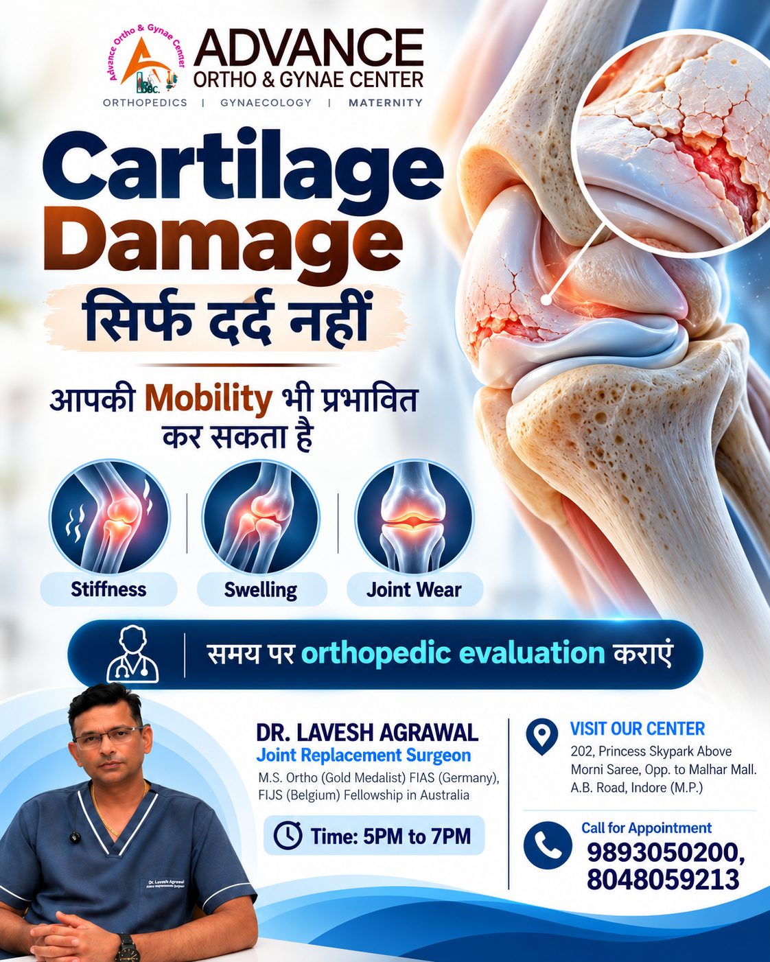 Doctor for Cartilage Damage in Indore Experiencing joint pain, stiffness, or difficulty moving comfo...