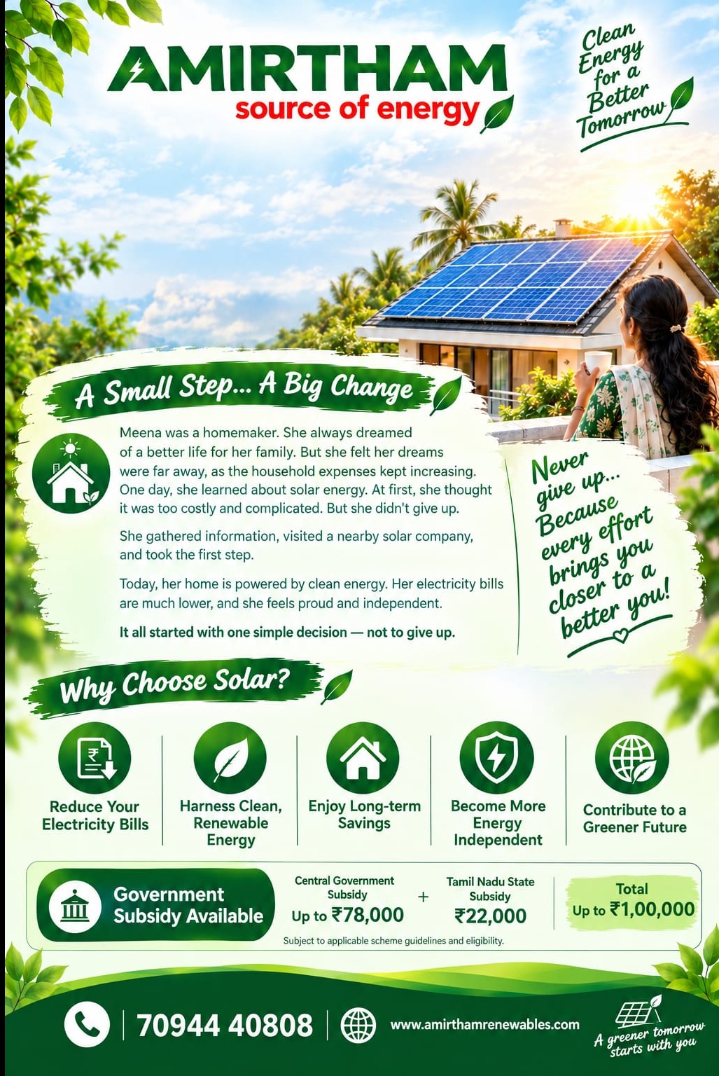 βοΈ Go Solar with Amirtham β A Small Step, A Big Change! πΏ
Make your home energy-efficient and save ...