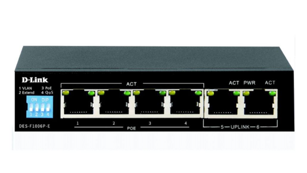 6-Port 10/100 Long Range PoE+ Surveillance Switch DES-F1006P-E