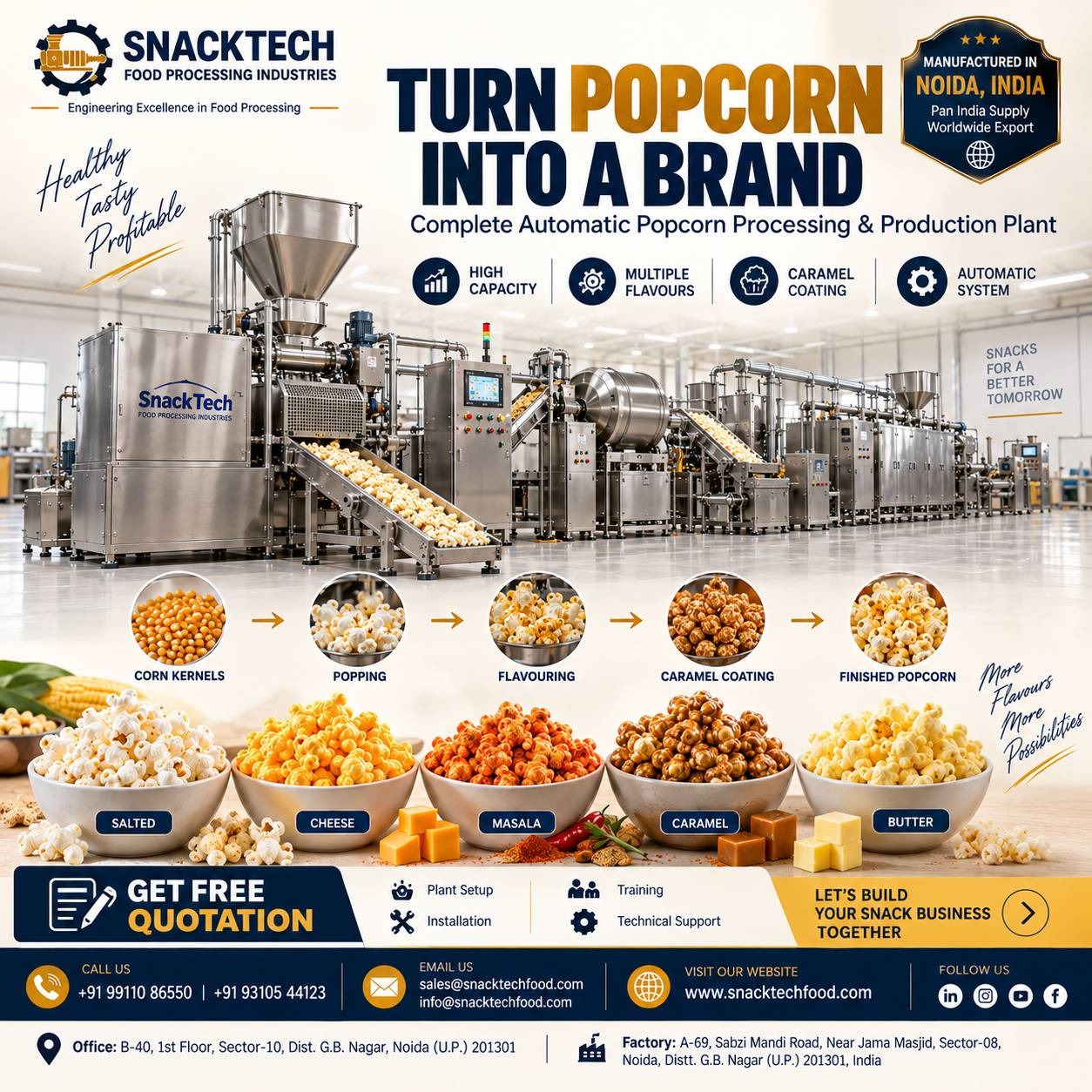 Popcorn Making Machine Manufacturer India | Automatic Popcorn Processing Plant