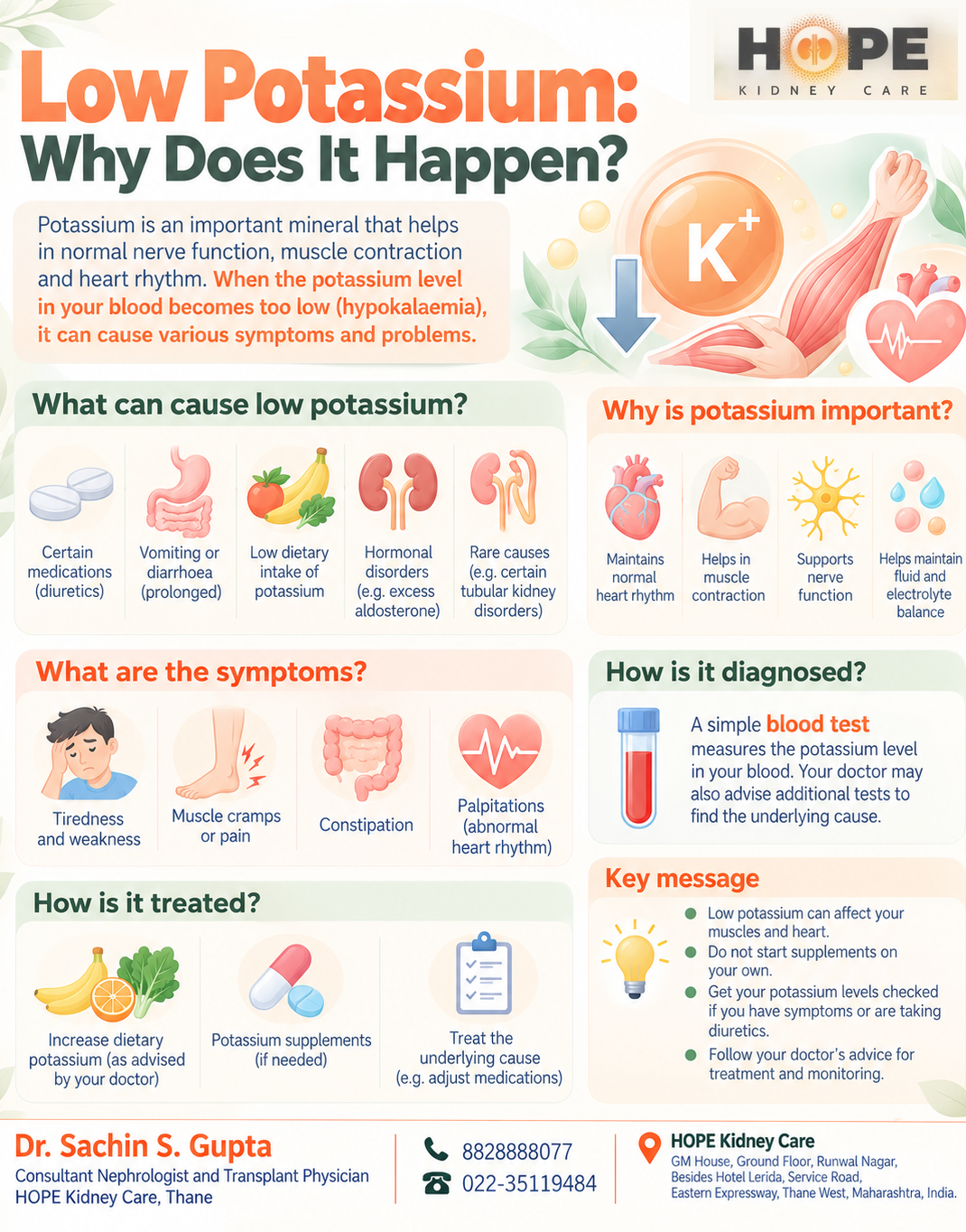 LOW POTASSIUM: WHY DOES IT HAPPEN? π
Potassium is essential for normal heart rhythm, muscle contrac...