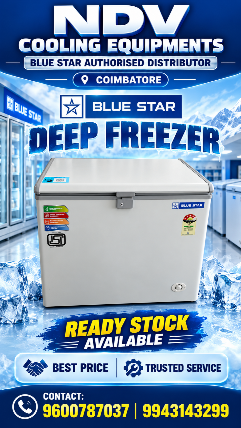 Ndv Cooling Equipments | Blue Star Authorised Commercial Deep Freezer Distributor In Coimbatore