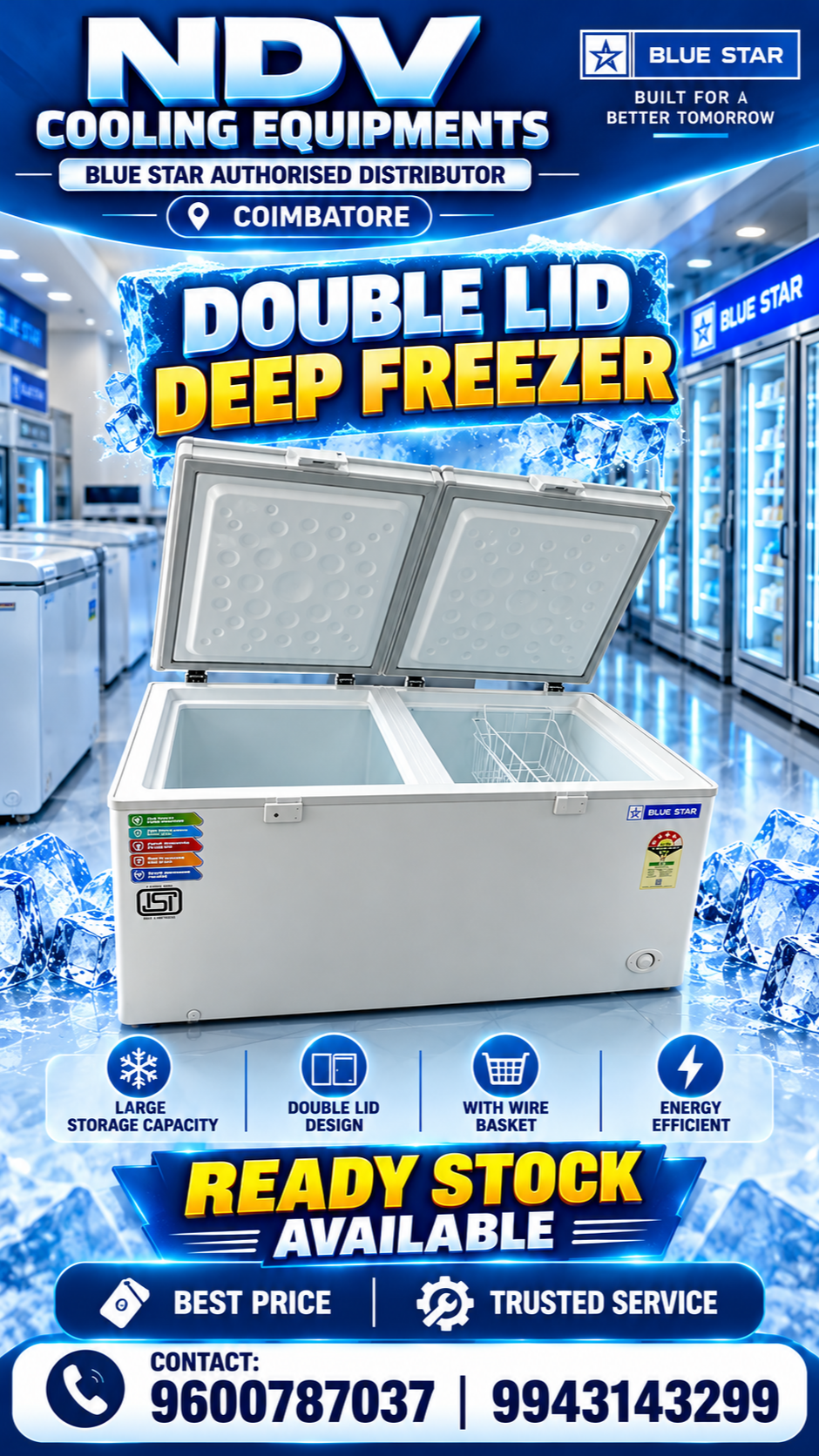 Ndv Cooling Equipments | Blue Star Authorised Commercial Deep Freezer Distributor In Coimbatore