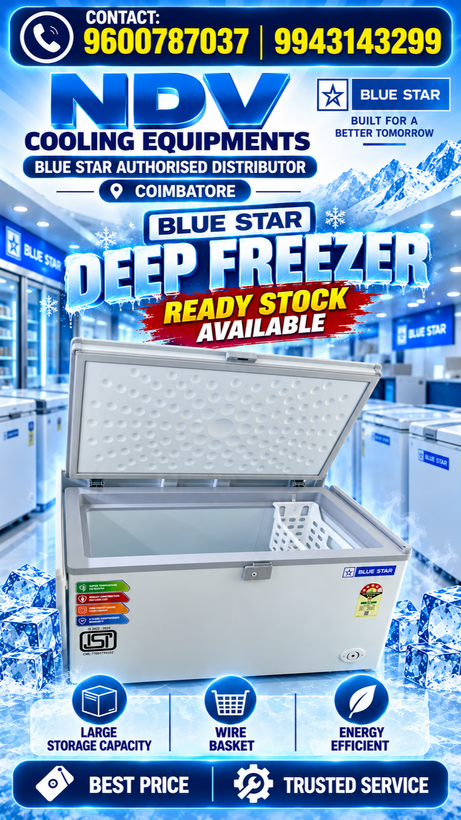 Ndv Cooling Equipments | Blue Star Authorised Commercial Deep Freezer Distributor In Coimbatore