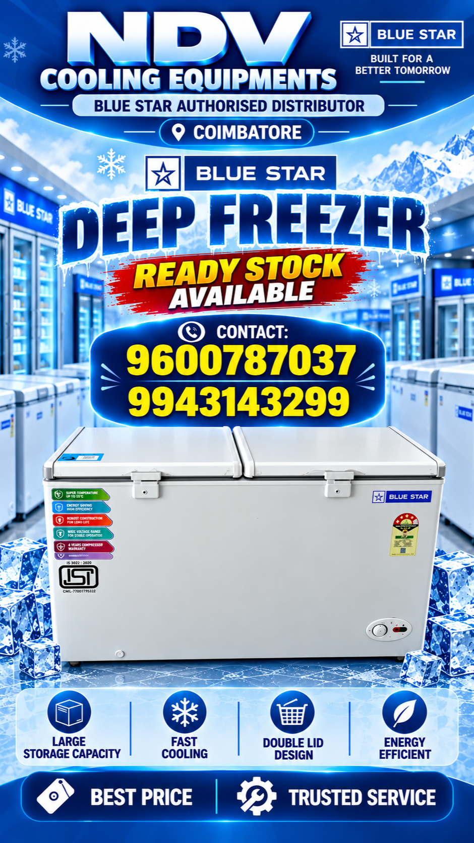 Ndv Cooling Equipments | Blue Star Authorised Commercial Deep Freezer Distributor In Coimbatore