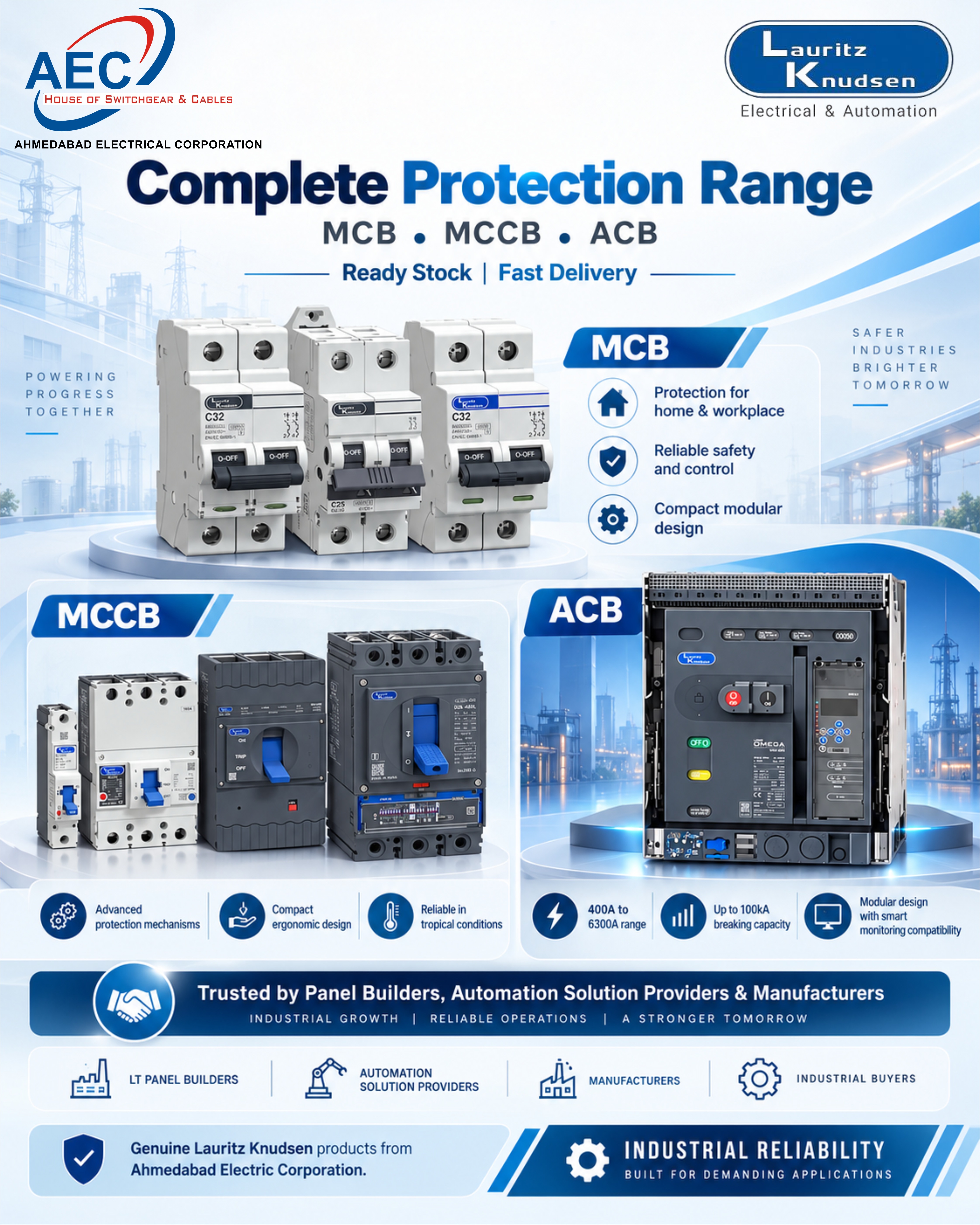 MCB vs MCCB vs ACB: Differences, Applications and Selection Guide