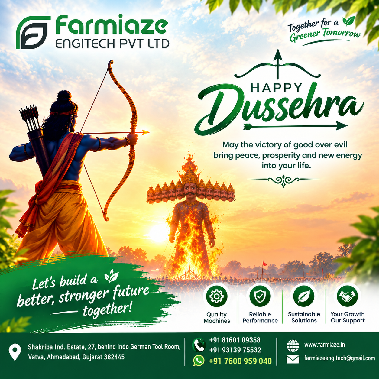 ๐นโจ Happy Dussehra from Farmiaze Engitech Pvt. Ltd.! ๐ฟ๐