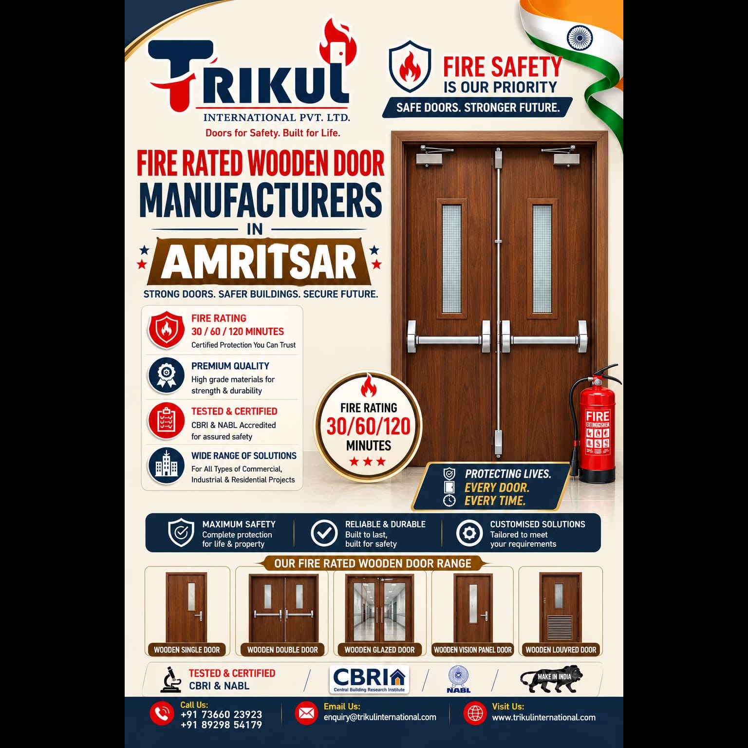 Fire Rated Wooden Door Manufacturer in Amritsar – Trikul International