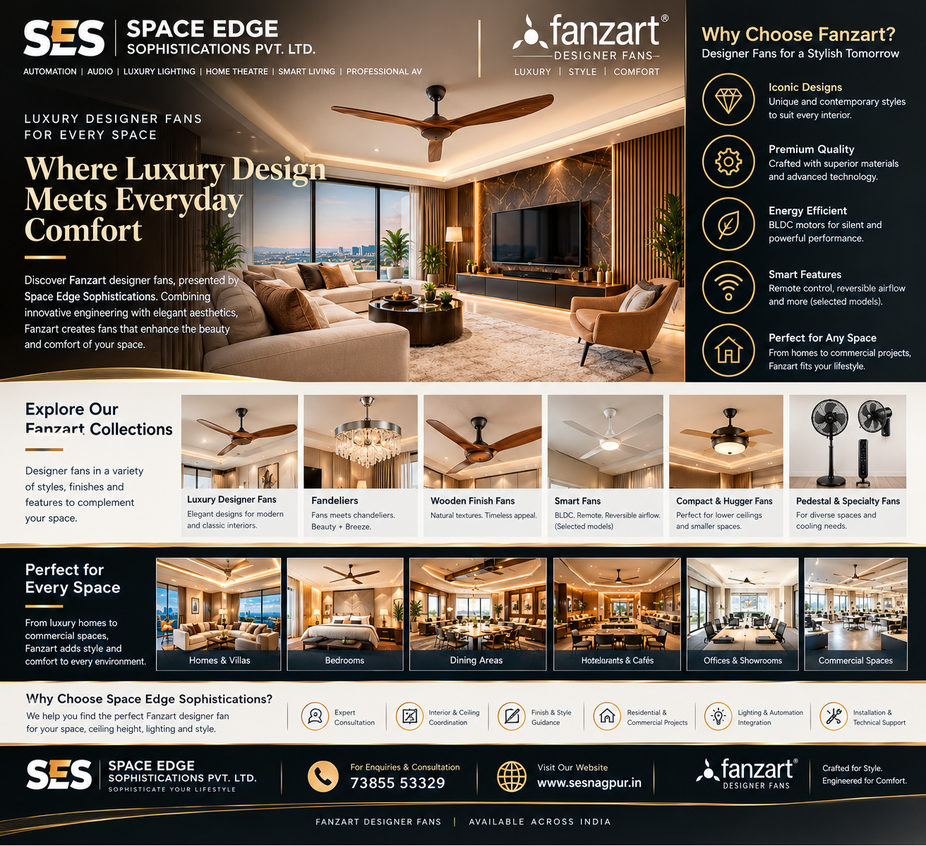 # Fanzart Luxury Designer Fans Across India | Space Edge Sophistications