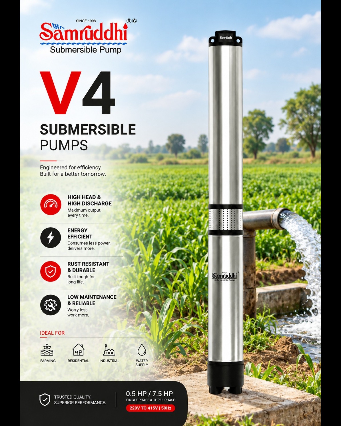 0.5 HP V4 submersible pump
