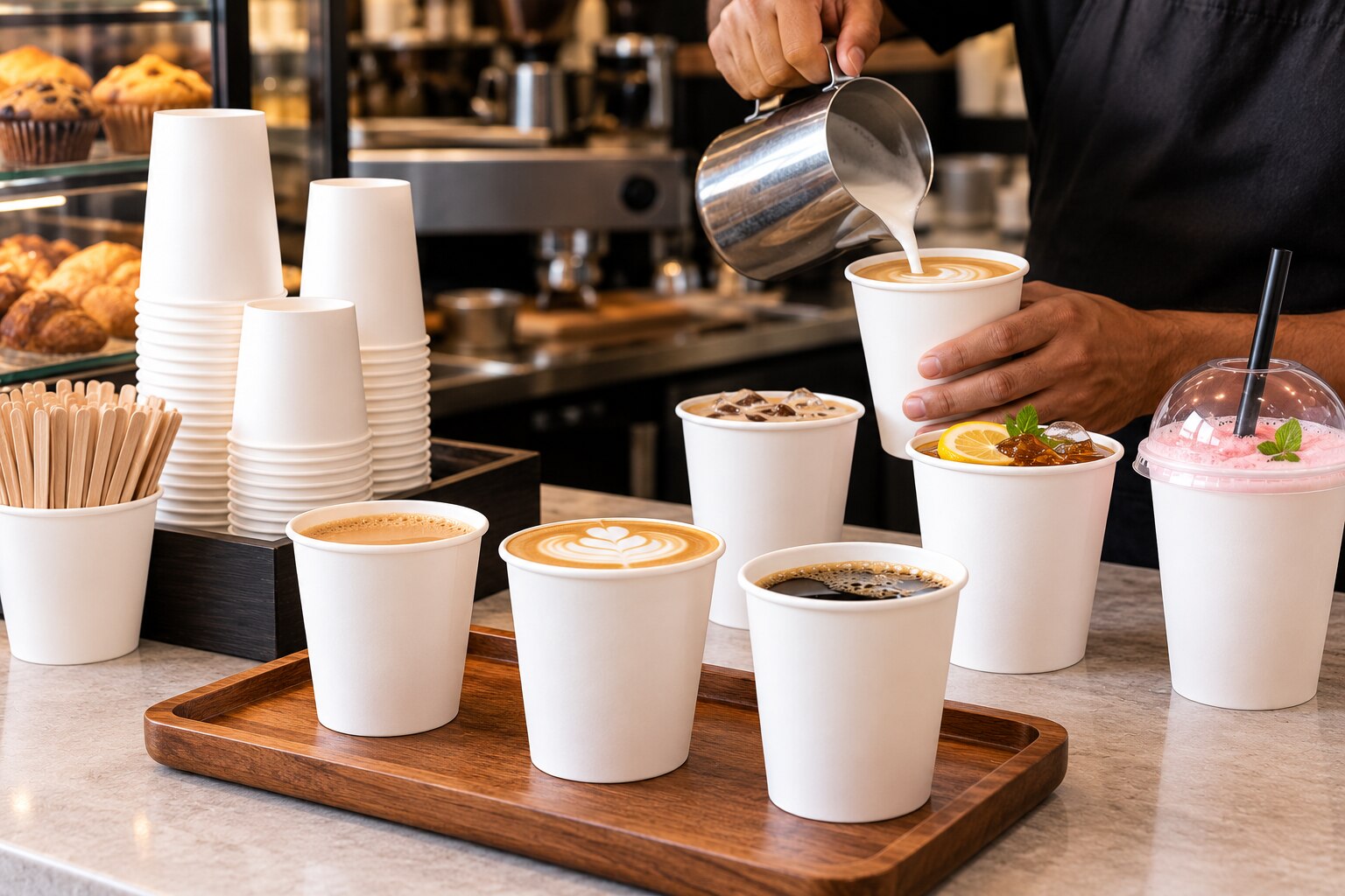How Cafes Use White Paper Disposable Glasses for Drink Orders