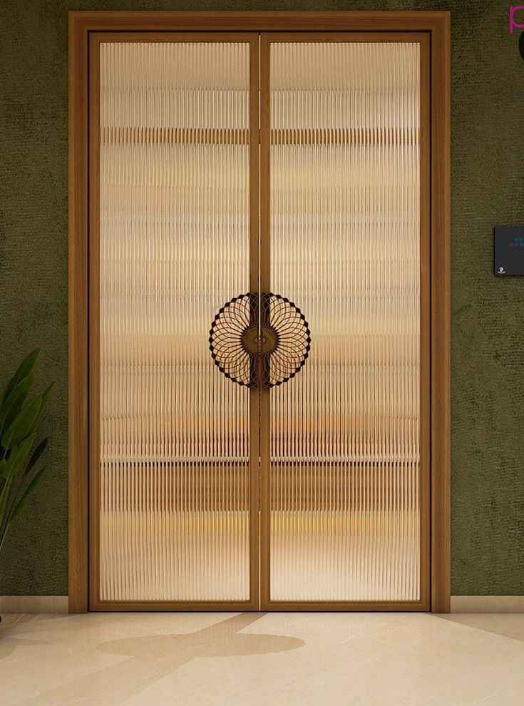 Modern Pooja Cabinet Design with Fluted Glass Doors | Chengalpattu