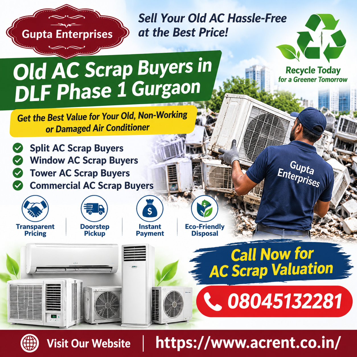 Old AC Scrap Buyers in DLF Phase 1 Gurgaon | Gupta Enterprises