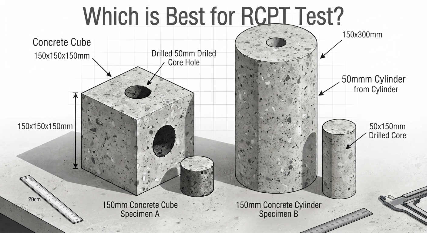 Concrete Cube vs. Cylinder for RCPT: Differences, Advantages, and Best Practices