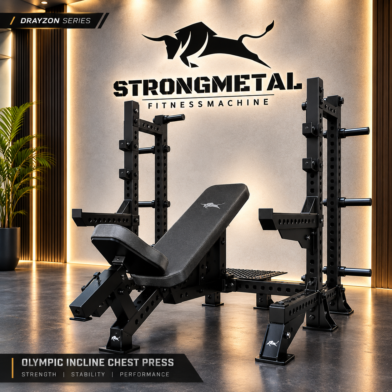 Drayzon Series Olympic Incline Chest Press Manufacturer in Pune | StrongMetal Fitness Machine