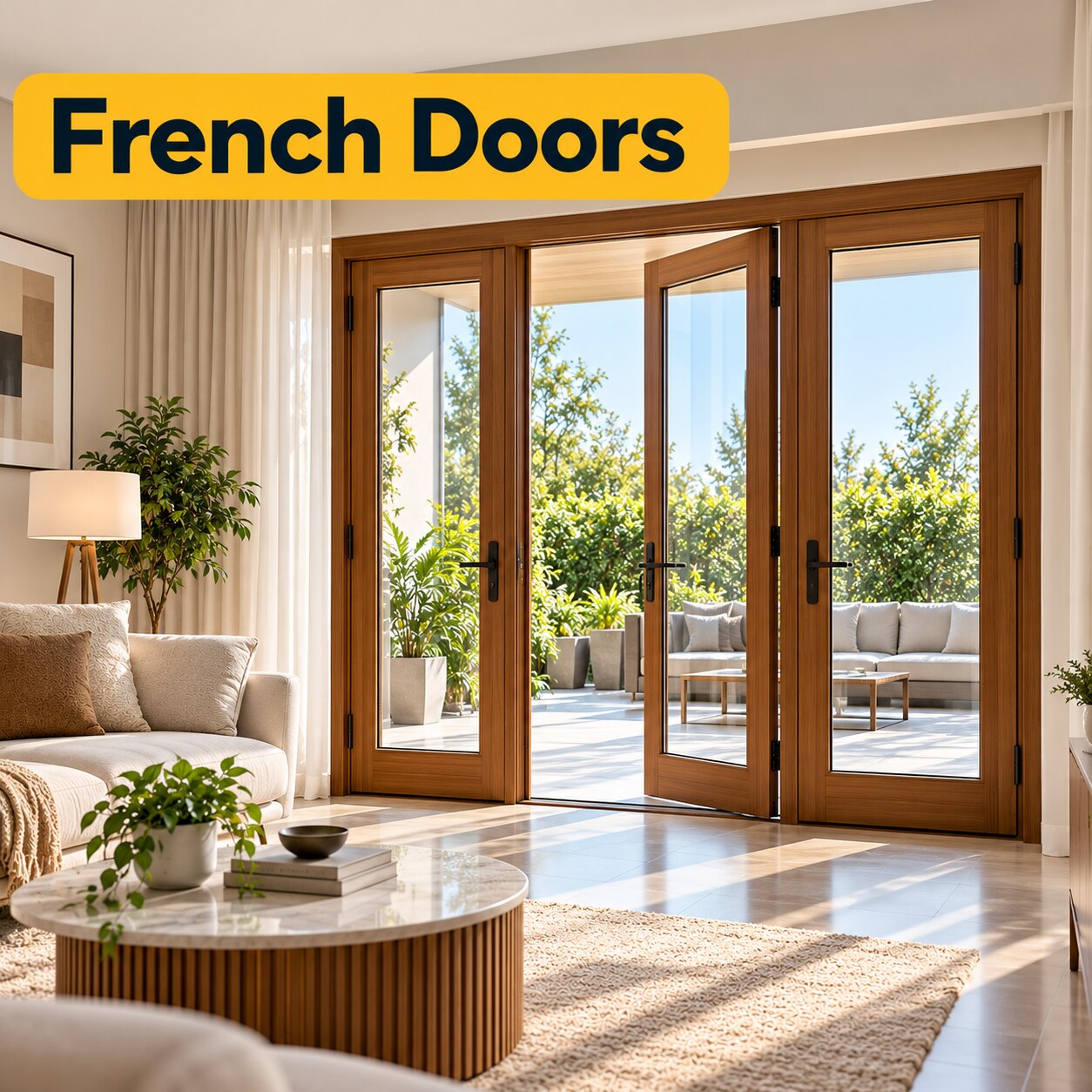 Three Leaf French Doors for Nashik Living Rooms