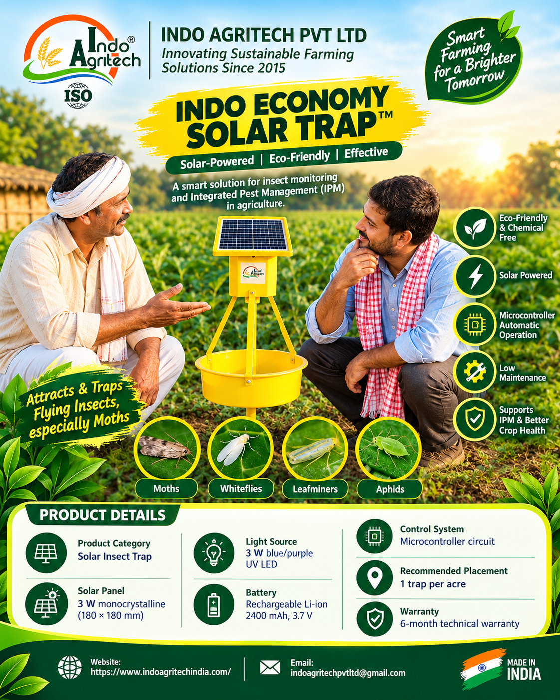 INDO ECONOMY SOLAR TRAP™ – Solar Insect Trap for Agriculture